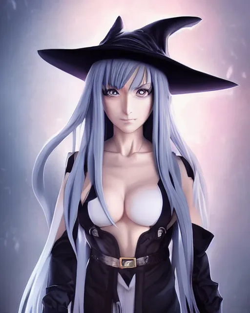 Image similar to beautiful portrait of a Witch who looks like Esdeath, Akame Ga Kill anime character design by Ross Tran, artgerm detailed, soft lighting