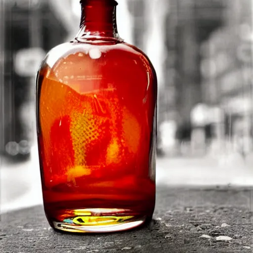 Prompt: big apple in a bottle