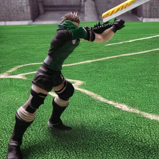 Prompt: final fantasy 7 hyper realistic rugby weapons, highly detailed.