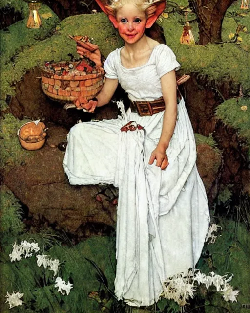 Image similar to a beautiful elf princess by norman rockwell