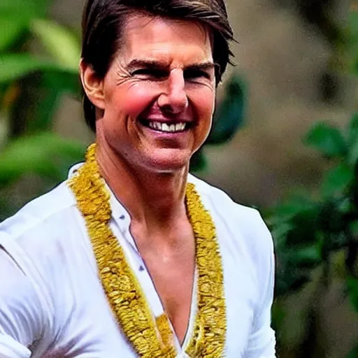 Prompt: tom cruise wearing traditional Bali dress, perfect faces, award winning photography