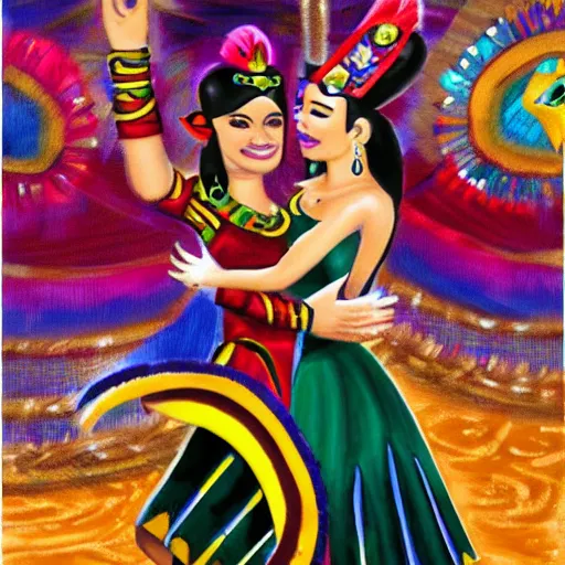 Image similar to Azteca princess dancing tango