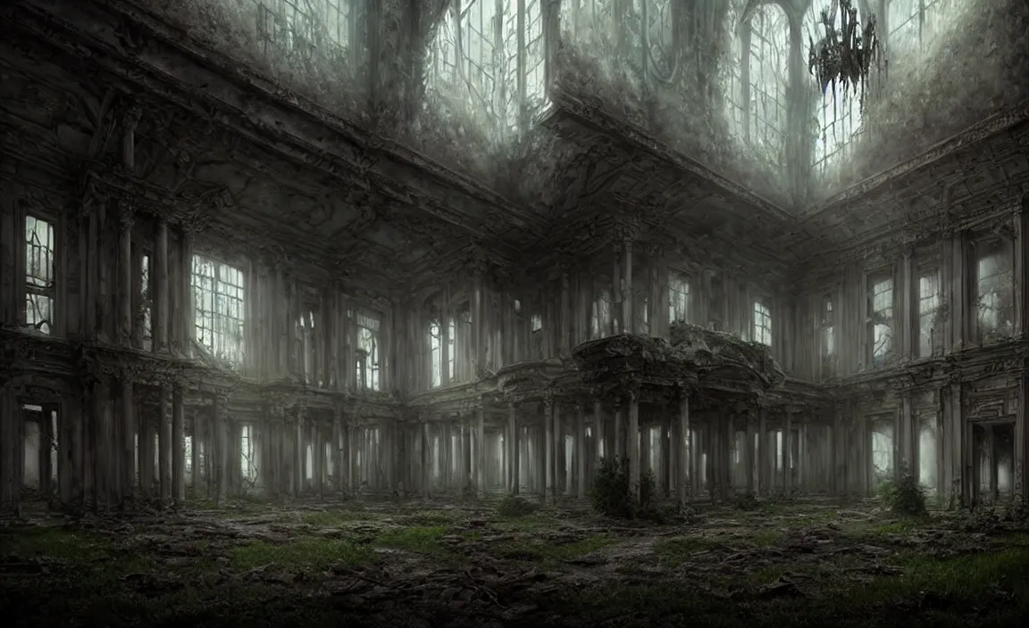 Prompt: epic professional digital art of abandoned ruins, faint taupe moody atmospheric lighting, painted, intricate, detailed, detailed, foreboding, by leesha hannigan, wayne haag, reyna rochin, ignacio fernandez rios, mark ryden, iris van herpen,, epic, stunning, gorgeous, much wow, cinematic, masterpiece.