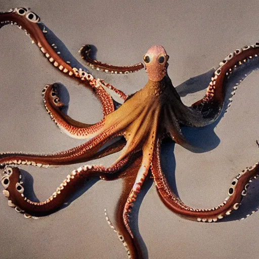 Image similar to National Geographic photo of octopus being crucified in the desert