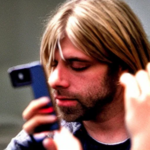 Prompt: kurt cobain taking a selfie