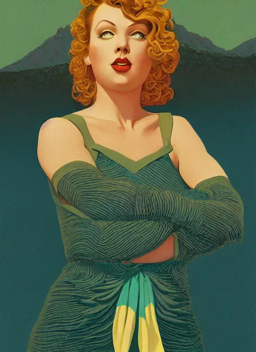 Image similar to portrait of talyor swift cheerleader, twin peaks poster art, from scene from twin peaks, by maxfield parrish, kilian eng, artgerm, retro, nostalgic, old fashioned