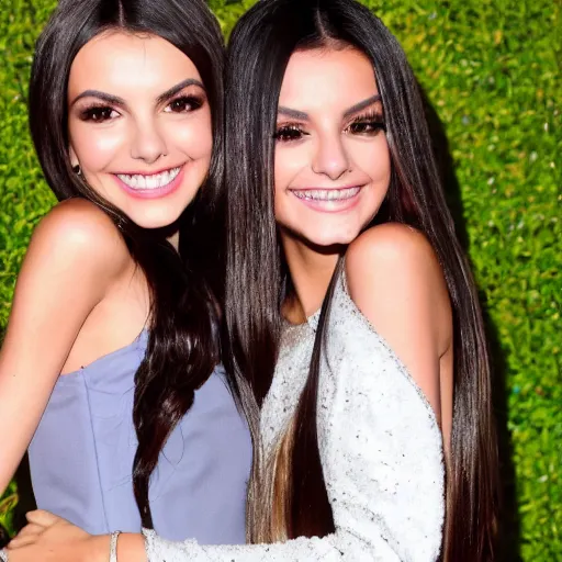 Prompt: victoria justice and ariana grande hug