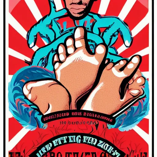 Image similar to band poster for the big toe, propaganda