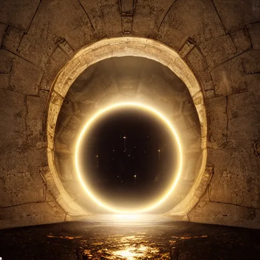 Image similar to a realistic photo of a person looking through a portal, the person is seeing the origin of the universe photorealistic highly detailed professional photography cinematic dynamic lighting