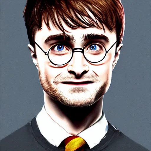 Image similar to a detailed portrait of daniel radcliffe as harry potter