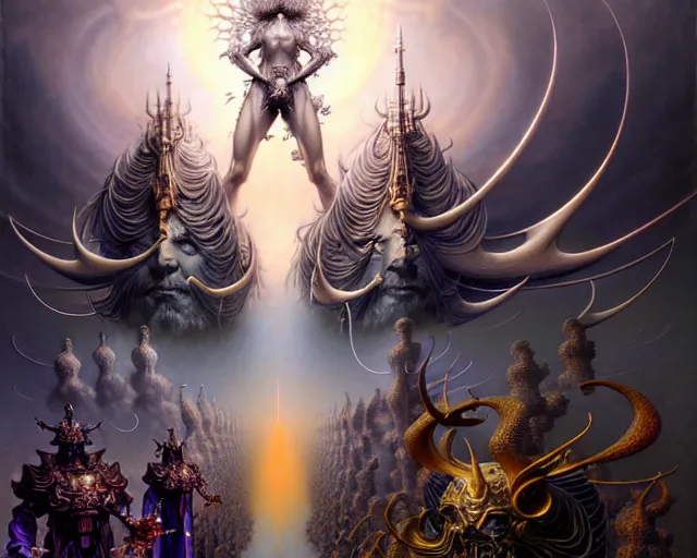 Image similar to the army of heaven, fantasy character portrait made of fractals facing each other, ultra realistic, wide angle, intricate details, the fifth element artifacts, highly detailed by peter mohrbacher, hajime sorayama, wayne barlowe, boris vallejo, aaron horkey, gaston bussiere, craig mullins