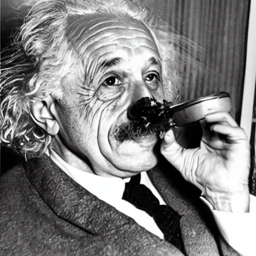 Image similar to robert frank photograph of albert einstein smoking a bong