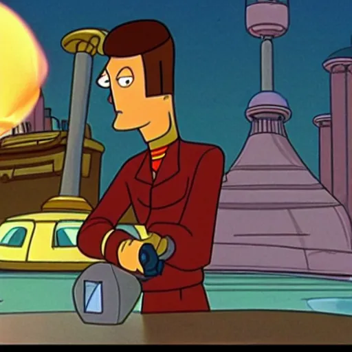 Prompt: alain delon in futurama ( 1 9 9 9 )