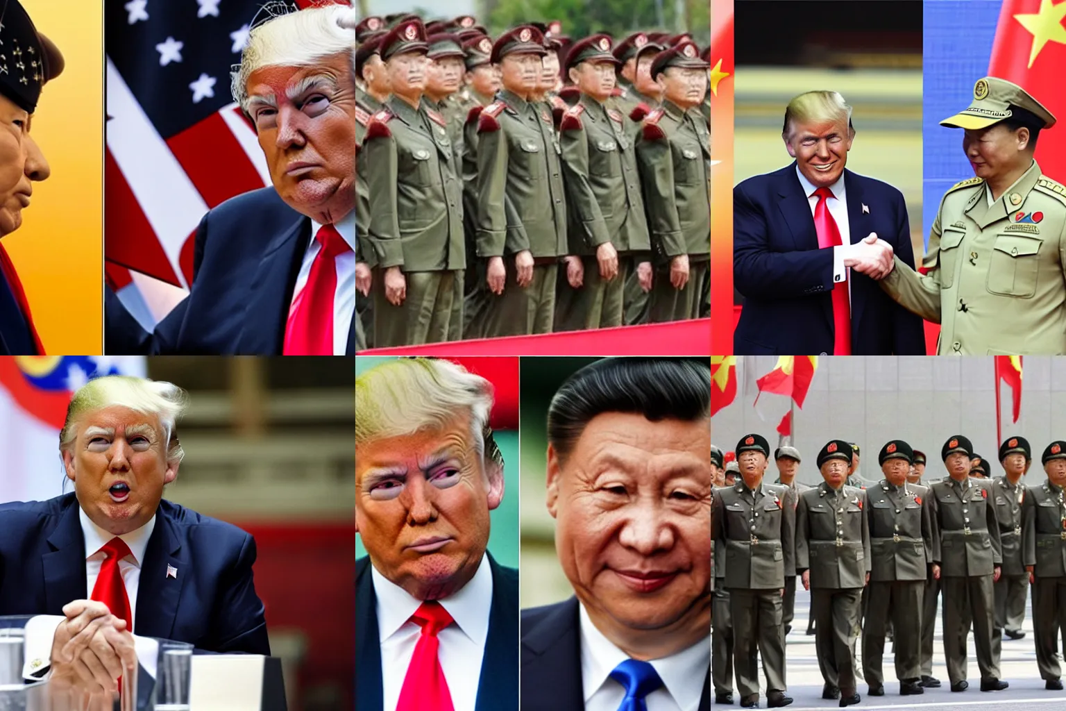 Prompt: Donald Trump! as general of the Chinese People Liberation Army!! invading Taiwan!
