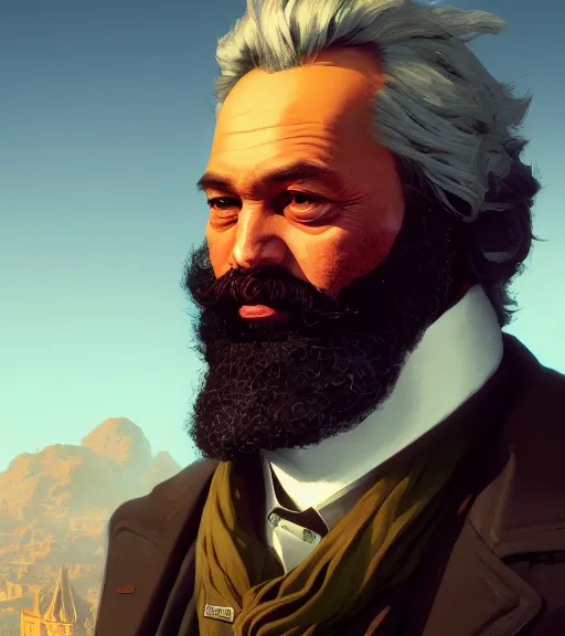 Prompt: highly detailed portrait giga chad karl marx in gta v, stephen bliss, unreal engine, fantasy art by greg rutkowski, loish, rhads, ferdinand knab, makoto shinkai and lois van baarle, ilya kuvshinov, rossdraws, tom bagshaw, global illumination, radiant light, detailed and intricate environment