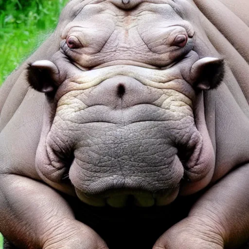 Image similar to a grumpy grumpy grumpy hippo