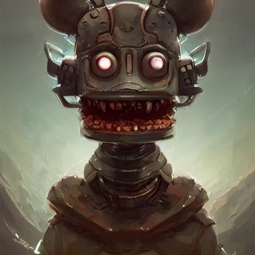 Prompt: anthropomorphic robot [ thing ], hungry, eating, consuming, tiny, small, short, cute and adorable, dnd character art portrait, matte fantasy painting, deviantart artstation, by jason felix by steve argyle by tyler jacobson by peter mohrbacher, cinema