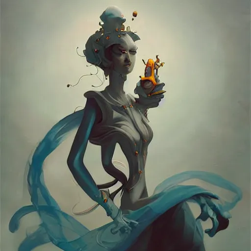 Image similar to the artwork of peter mohrbacher, flowing fabric robot prince