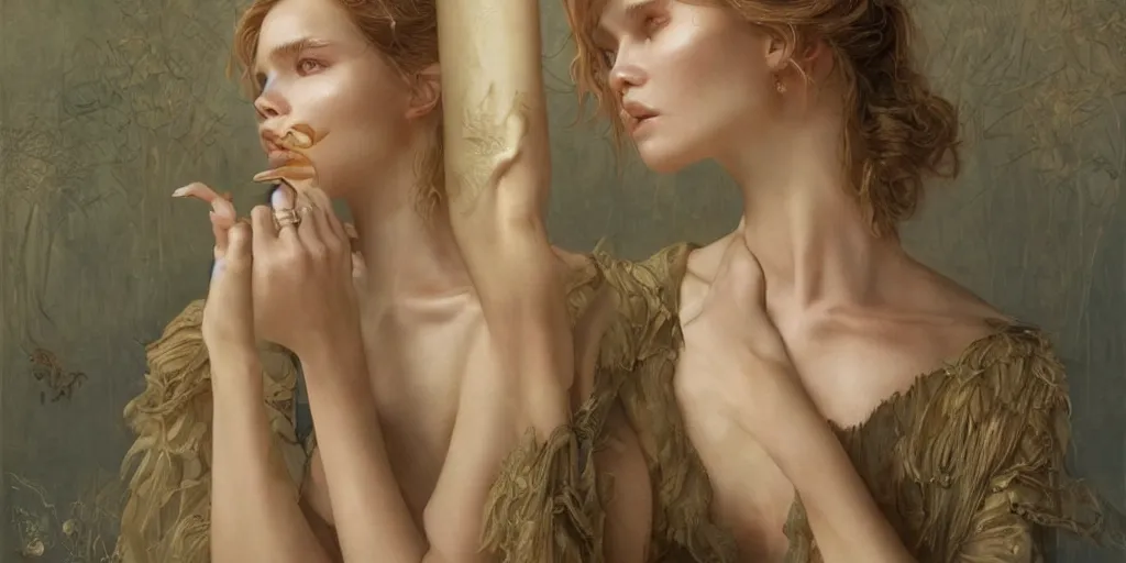 Prompt: epic masterpiece full body portrait a crying sasha luss, beautiful face and flawless skin, perfect hands by Edgar Maxence and Ross Tran and Michael Whelan