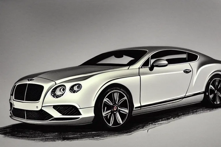 Image similar to Bentley Continental GT drawing with black helium handle