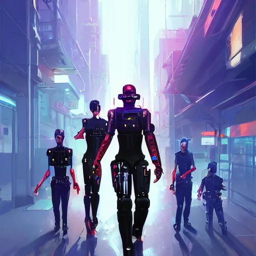 Prompt: cyberpunk police robot fantasy, art gta 5 cover, official fanart behance hd artstation by jesper ejsing, by rhads, makoto shinkai and lois van baarle, ilya kuvshinov, ossdraws