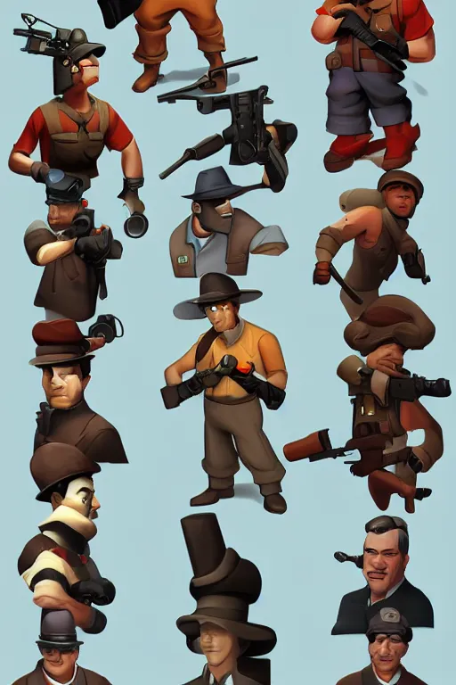 Image similar to team fortress 2 character art by moby francke