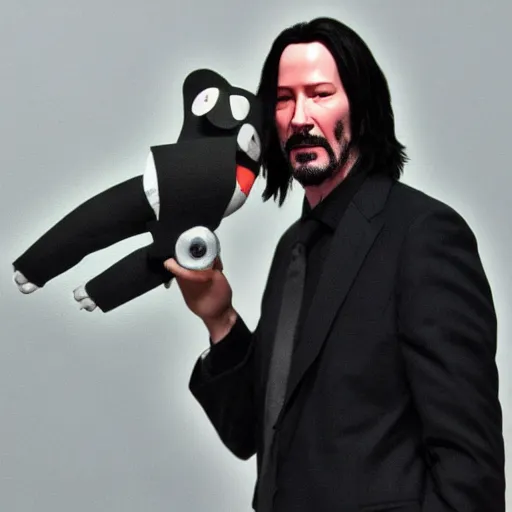 Prompt: Keanu Reeves, stop motion animation, puppet, cinematic, action,