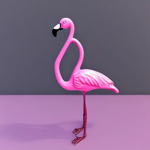 Prompt: flamingo metal sculpture photorealistic 4K