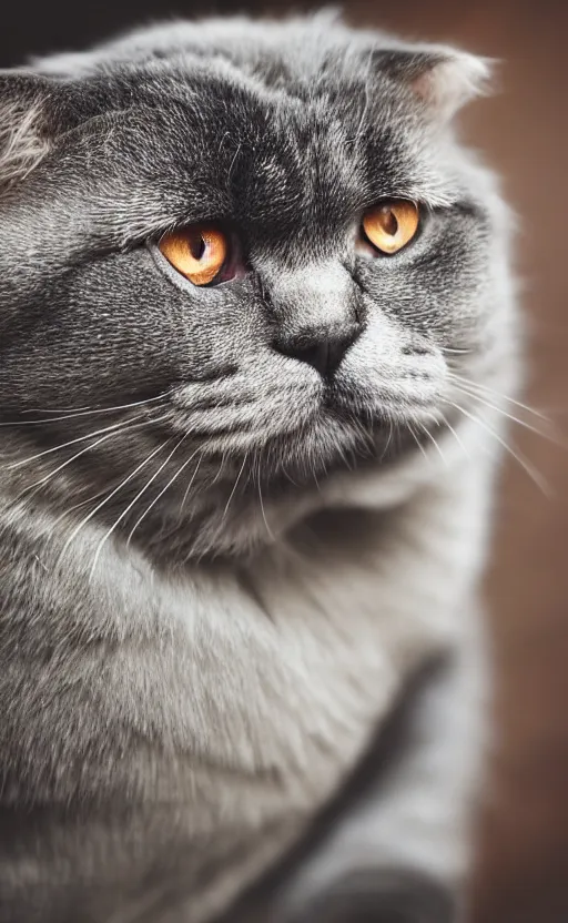 Image similar to portrait photo of scottish fold cat wearing a military basco, pure grey fur, highly detailed, high resolution, realistic photo, stunning, bokeh soft, 1 0 0 mm, trending on instagram, by professional photographer, soldier clothing, shot with a canon, low saturation