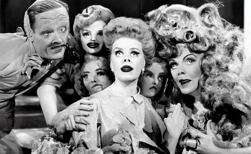 Prompt: a Lovecraftian cosmic horror monster on I Love Lucy