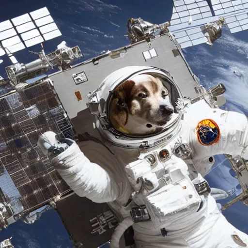 astronaut dog repairing the outside of the | Stable Diffusion | OpenArt