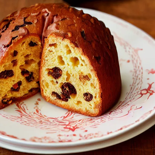 Image similar to A panettone with caramel clusters instead of orange peel