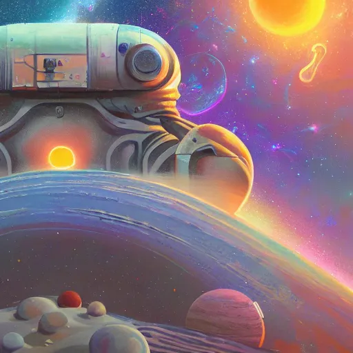 Image similar to space landscape, illustration painting, oil on canvas, intricate, portrait, detailed illustration, hd, digital art, overdetailed art, concept art, complementing colors, detailed, illustration painting by alex gray, digital art, overdetailed art, concept art, complementing colors rendered by beeple, syd meade, cgsociety, rendered in unreal engine