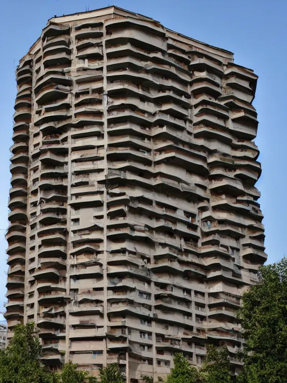 Image similar to Photo of Soviet apartment building, full object