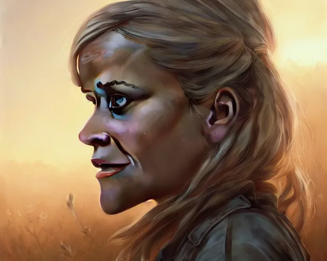 Image similar to highly detailed portrait of reese witherspoon, in the walking dead, stephen bliss, unreal engine, fantasy art by greg rutkowski, loish, rhads, ferdinand knab, makoto shinkai and lois van baarle, ilya kuvshinov, rossdraws, tom bagshaw, global illumination, radiant light, detailed and intricate environment