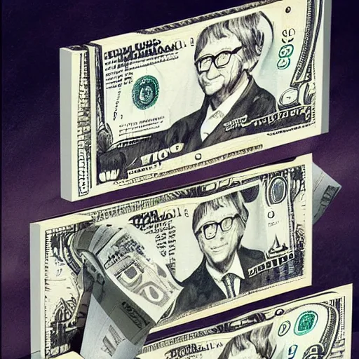 Image similar to Bill gates building gates made of dollar bills, rococo painting, smooth, sharp focus,, pixiv, ultra highly detailed