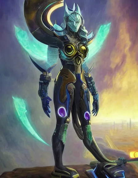 Prompt: A cyborg Soraka from League of Legends as the ultimate tyrant emperor of the universe. Realistic sci-fi concept. Trending on ArtStation. A vibrant digital oil painting. A highly detailed fantasy character illustration by Wayne Reynolds and Charles Monet and Gustave Dore and Carl Critchlow and Bram Sels