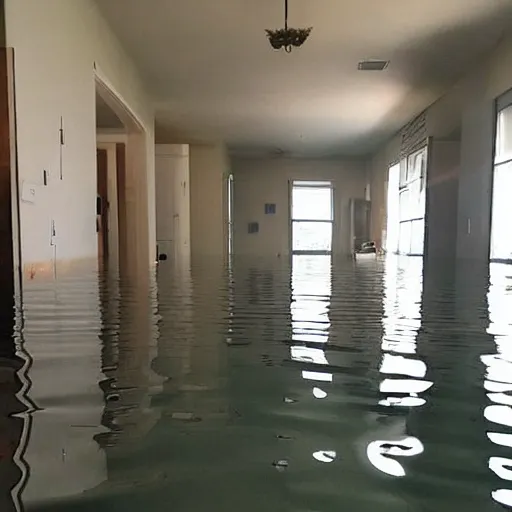 Prompt: interior shot of an apartment flooded with water, craigslist photo