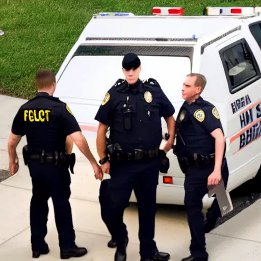 Prompt: youtuber jerma 9 8 5 being arrested by the fbi for crimes against humanity, 4 k, hyper realistic, dslr, high resolution, landscape, beautiful