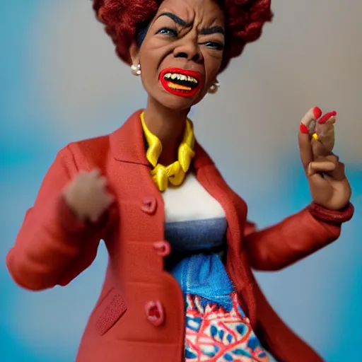 Image similar to maya angelou cosplay elaine brown, stop motion vinyl action figure, plastic, toy, butcher billy style