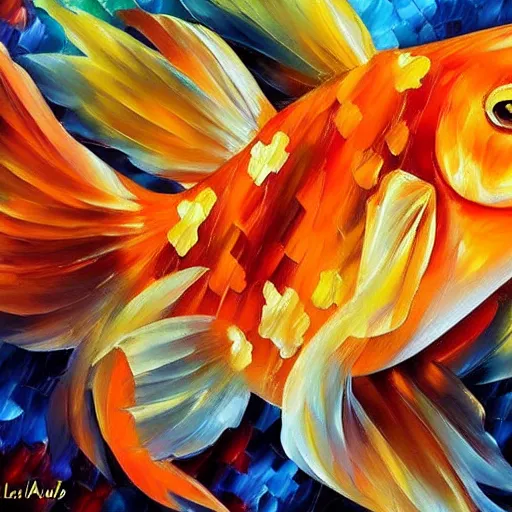 Prompt: goldfish on drugs by leonid afremov