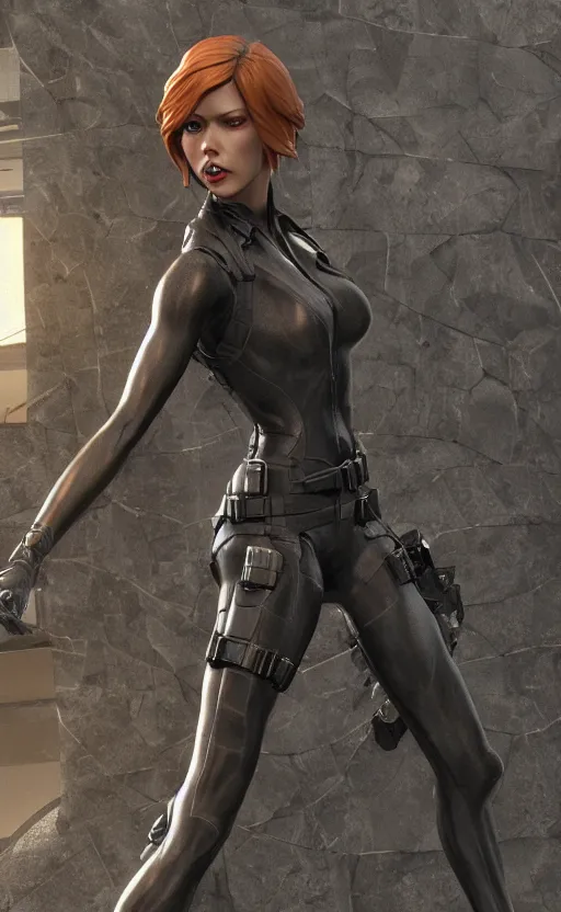 Image similar to black widow, bronze statue, unreal engine, high detailed