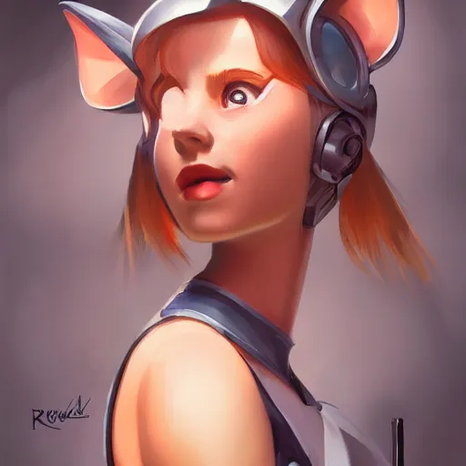 Image similar to portrait of a cute young woman with robot ears, 4k, sharp focus, Andreas Rocha