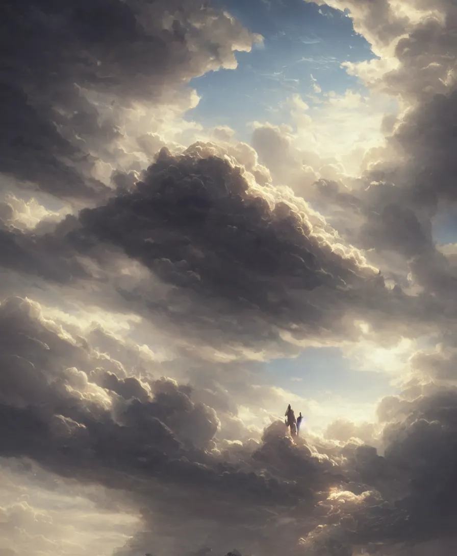 Image similar to hyper realistic brother the clouds, illustrated by greg rutkowski, beautiful volumetric lighting, intricate, ultra detailed, photorealistic, trending on artstation, octane render, 8 k