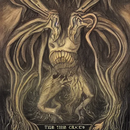 Image similar to bestiary of creatures from the depths of the unconscious psyche