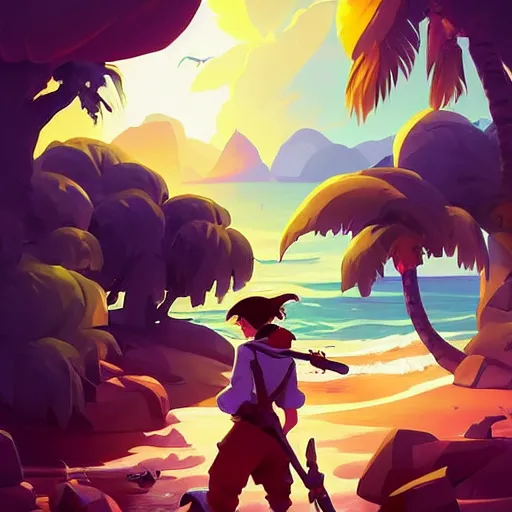 Image similar to painting treasure on sea of thieves game smooth median photoshop filter cutout vector, behance hd by jesper ejsing, by rhads, makoto shinkai and lois van baarle, ilya kuvshinov, rossdraws global illumination