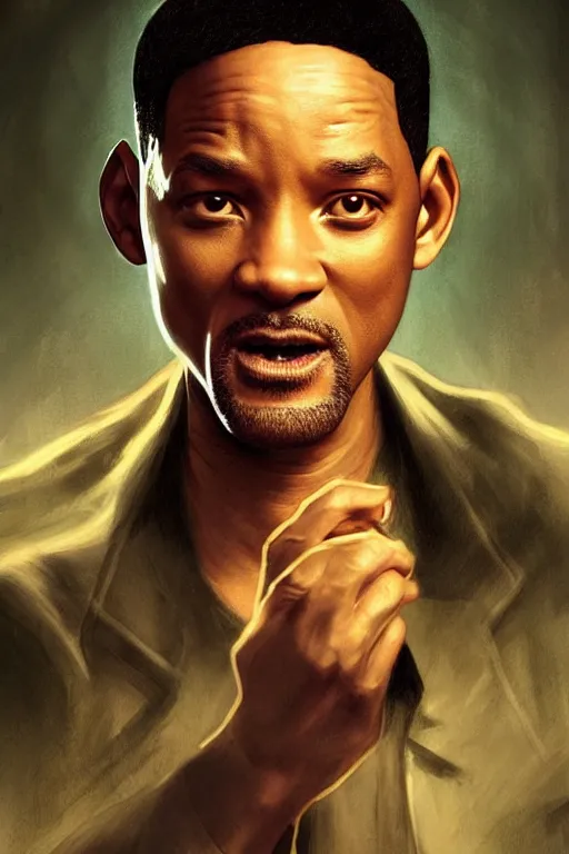 Image similar to A film still of will Smith as neo from the matrix, highly detailed, digital painting, artstation, concept art, sharp focus, illustration, cinematic lighting, art by artgerm and greg rutkowski and alphonse mucha diffuse lighting, fantasy, intricate, elegant, highly detailed, lifelike, photorealistic, digital painting, artstation, illustration, concept art, smooth, sharp focus, art by John Collier and Albert Aublet and Krenz Cushart and Artem Demura and Alphonse Mucha
