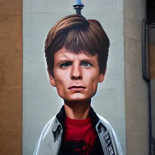 Prompt: Street-art portrait of Marty McFly from back to the future movie in style of Etam Cru