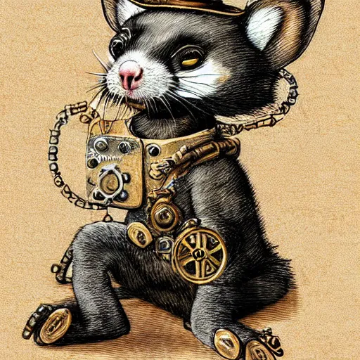 Image similar to steampunk ferret in tophet art