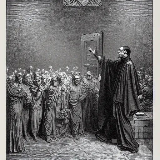 Image similar to steve jobs breaks the tablets of the law by gustave dore.